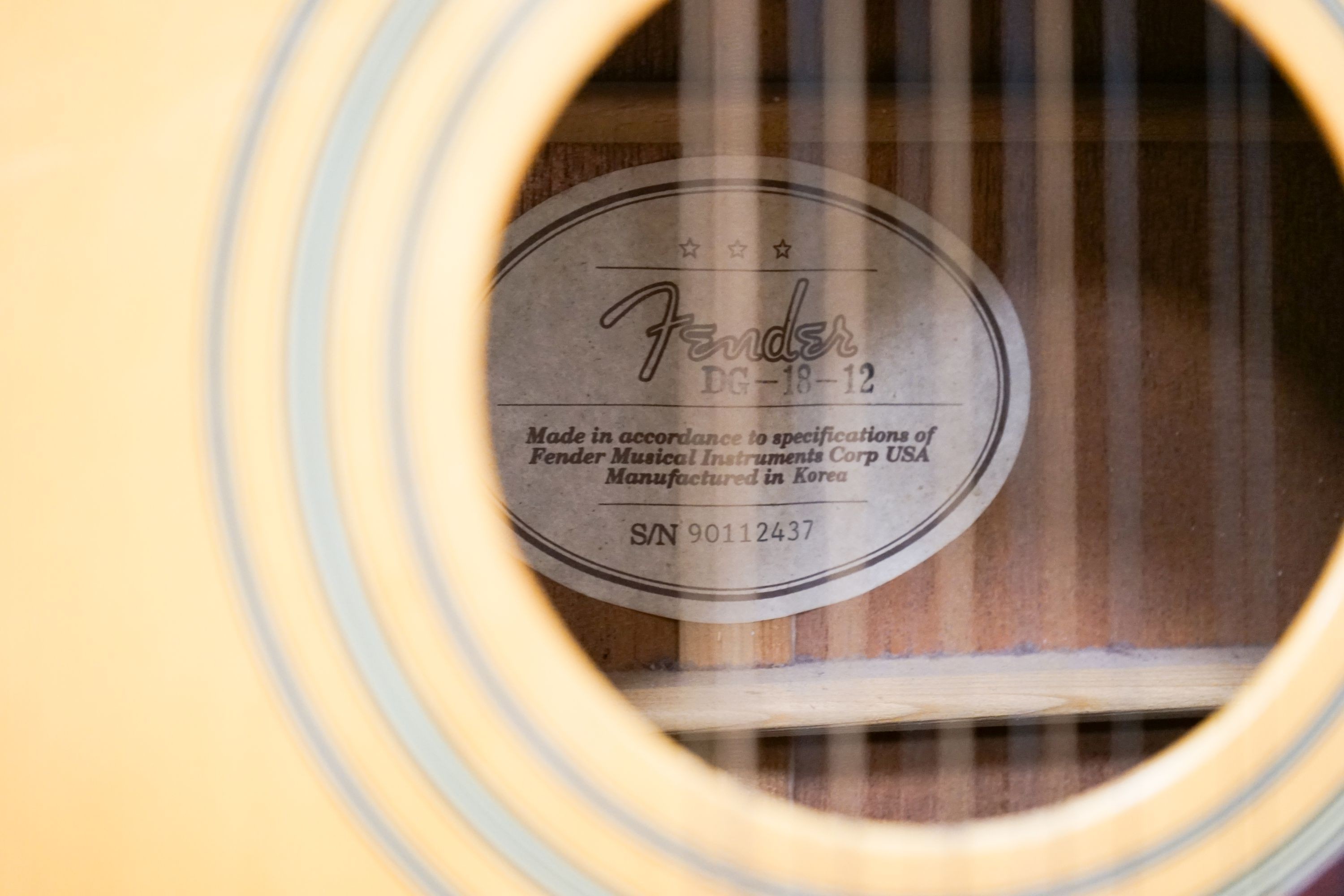 A Fender 12 string acoustic guitar DG 18 12 seriel no: 90112437